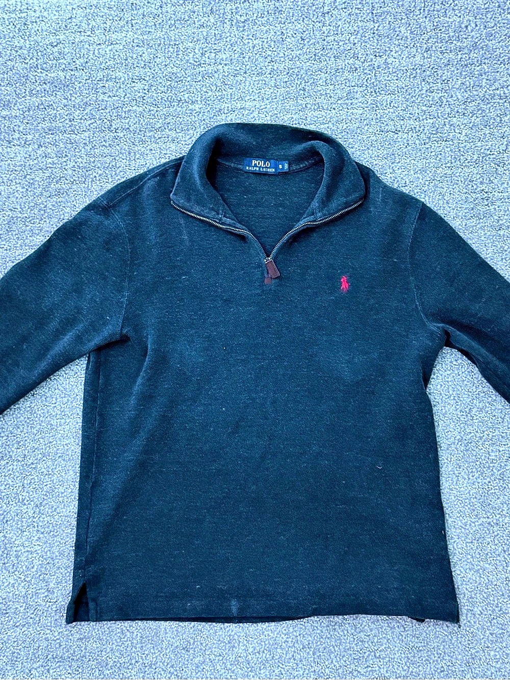 Polo Ralph Lauren Cotton Quarter-Zip Pullover Sweater Blue Small